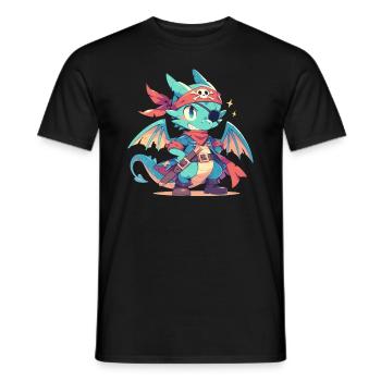 Dragon Pirate Kawaii Dragon Enfants - T-shirt homme - noir - Devant - AI Model Male 178 light (178cm)