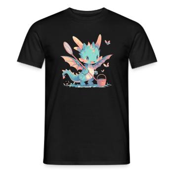 Dragon Butterfly Kawaii Dragon Kids - Men's T-Shirt - black - Front - AI Model Male 178 light (178cm)