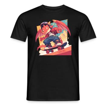 Dragon Skater Kawaii Dragon Kids - Men's T-Shirt - black - Front - AI Model Male 178 light (178cm)