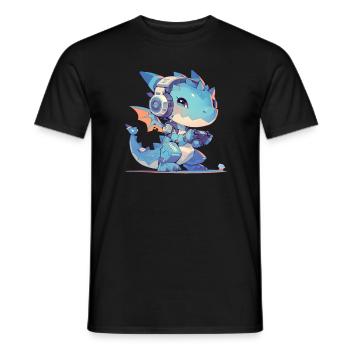 Dragon Gamer Kawaii Gaming Dragon - Men's T-Shirt - black - Front - AI Model Male 178 light (178cm)