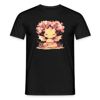 Dragon Sakura Tree Japanese Kawaii Dragon - Men's T-Shirt - black - Front - AI Model Male 178 light (178cm)