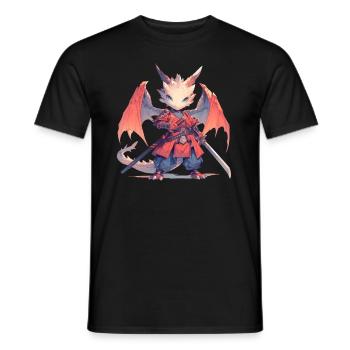 Dragon Samurai Japanese Kawaii Dragon - Men's T-Shirt - black - Front - AI Model Male 178 light (178cm)