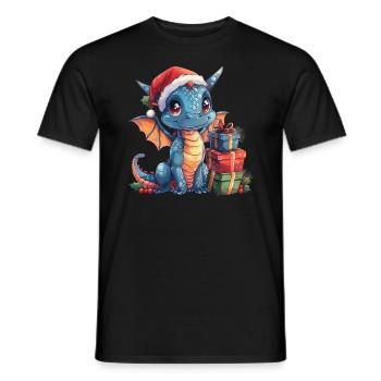Dragon Christmas Dragon Kids - Men's T-Shirt - black - Front - AI Model Male 178 light (178cm)