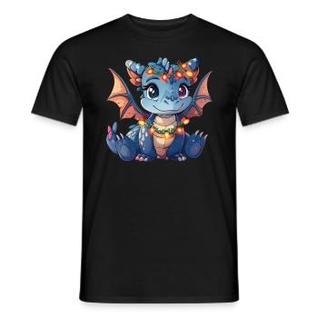 Dragon Christmas Lights Anime Kawaii Kids - Men's T-Shirt - black - Front - AI Model Male 178 light (178cm)