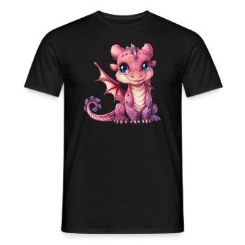 Dragon rose Saint-Valentin - T-shirt homme - noir - Devant - AI Model Male 178 light (178cm)