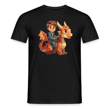 Drachenschule Kid Riding Dragon Kids - Männer T-Shirt - Schwarz - Vorne - AI Model Male 178 light (178cm)