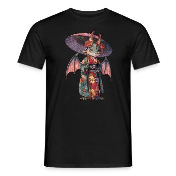 Dragon Giesha Kawaii Kids - Men's T-Shirt - black - Front - AI Model Male 178 light (178cm)