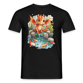 Dragon Koi Fish Japanese Kawaii - Men's T-Shirt - black - Front - AI Model Male 178 light (178cm)