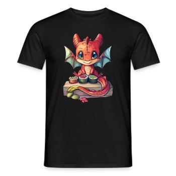 Drache Sushi Japanisch Kawaii - Männer T-Shirt - Schwarz - Vorne - AI Model Male 178 light (178cm)