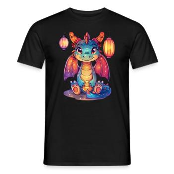 Drachenlaternenfest Japanisch Kawaii - Männer T-Shirt - Schwarz - Vorne - AI Model Male 178 light (178cm)