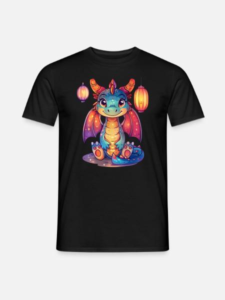 Dragon Lantern Festival Japanese Kawaii - Men's T-Shirt - black