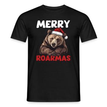 Grizzly Bear Christmas Brown Bear - Men's T-Shirt - black - Front - AI Model Male 178 light (178cm)
