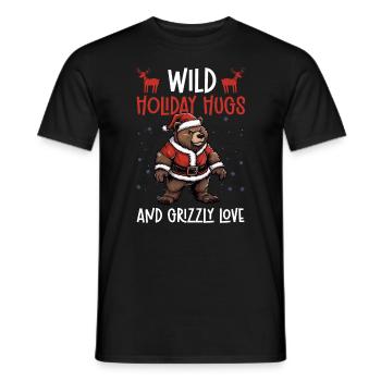 Grizzly Bear Christmas Brown Bear - Men's T-Shirt - black - Front - AI Model Male 178 light (178cm)