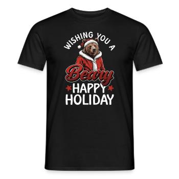 Grizzly Bear Christmas Brown Bear - Men's T-Shirt - black - Front - AI Model Male 178 light (178cm)