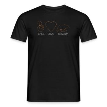 Peace Love Bear - Grizzly Bear Brown Bear - Men's T-Shirt - black - Front - AI Model Male 178 light (178cm)