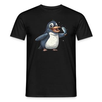 Penguin Kawaii Penguin Cute - Men's T-Shirt - black - Front - AI Model Male 178 light (178cm)
