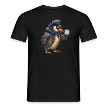 Penguin Detective Kawaii Penguin Cute - Men's T-Shirt - black - Front - AI Model Male 178 light (178cm)
