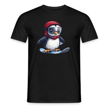 Pinguin Snowboarder Kawaii Pinguin Niedlich - Männer T-Shirt - Schwarz - Vorne - AI Model Male 178 light (178cm)