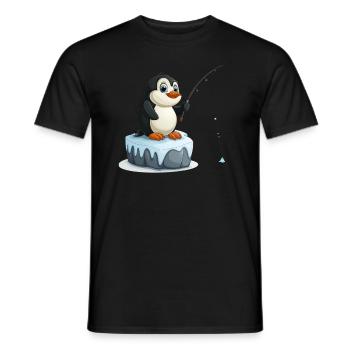 Penguin Ice Fishing Kawaii Penguin Cute - Men's T-Shirt - black - Front - AI Model Male 178 light (178cm)