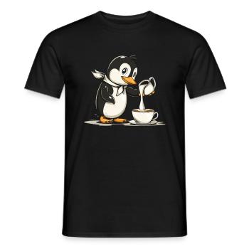 Pinguin Barista Kaffee Kawaii Pinguin Niedlich - Männer T-Shirt - Schwarz - Vorne - AI Model Male 178 light (178cm)