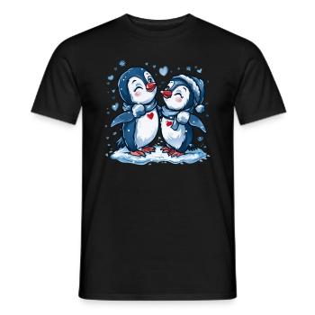 Penguin Couple Kawaii Penguin Cute - Men's T-Shirt - black - Front - AI Model Male 178 light (178cm)