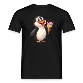 Penguin Ice Cream Kawaii Penguin Cute - Men's T-Shirt - black - Front - AI Model Male 178 light (178cm)