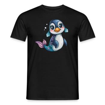 Pingouin, Sirène, Kawaii, Pingouin, Mignon - T-shirt homme - noir - Devant - AI Model Male 178 light (178cm)
