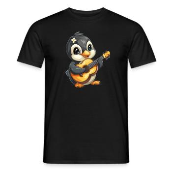 Penguin Ukulele Guitar Kawaii Penguin Cute - Men's T-Shirt - black - Front - AI Model Male 178 light (178cm)