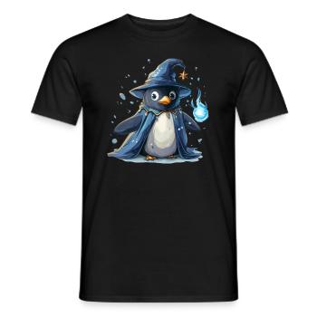 Pingouin Sorcier Kawaii Pingouin Mignon - T-shirt homme - noir - Devant - AI Model Male 178 light (178cm)