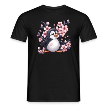 Pingouin Japonais Cerise Kawaii Pingouin Mignon - T-shirt homme - noir - Devant - AI Model Male 178 light (178cm)