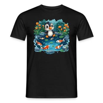 Pinguin Koi Fisch Japanisch Kawaii Pinguin Niedlic - Männer T-Shirt - Schwarz - Vorne - AI Model Male 178 light (178cm)