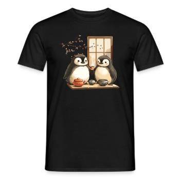Penguin Tea Ceremony Japanese Kawaii Penguin Nied - Men's T-Shirt - black - Front - AI Model Male 178 light (178cm)