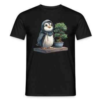 Penguin Bonsai Japanese Kawaii Penguin Cute - Men's T-Shirt - black - Front - AI Model Male 178 light (178cm)