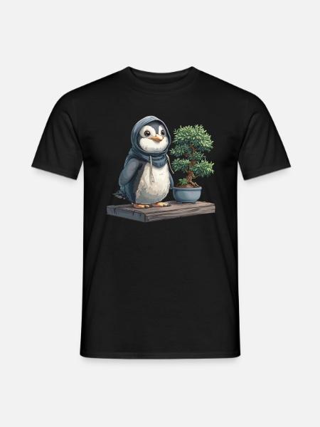 Pinguin Bonsai Japanisch Kawaii Pinguin Niedlich - Männer T-Shirt - Schwarz