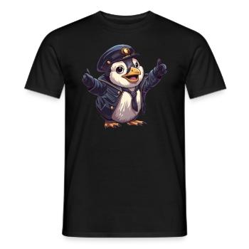 Pinguin Shinkansen Schaffner Japanisch Kawaii Ping - Männer T-Shirt - Schwarz - Vorne - AI Model Male 178 light (178cm)