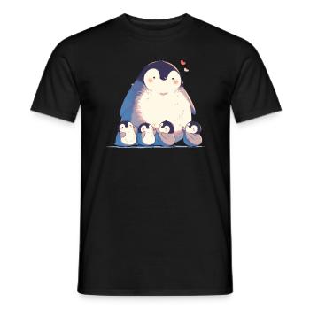 Penguin Family Kawaii Penguin Cute - Men's T-Shirt - black - Front - AI Model Male 178 light (178cm)