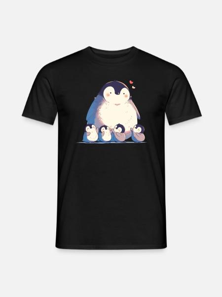 Pinguin Familie Kawaii Pinguin Niedlich - Männer T-Shirt - Schwarz