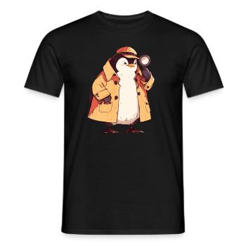 Penguin Detective Kawaii Penguin Cute - Men's T-Shirt - black - Front - AI Model Male 178 light (178cm)