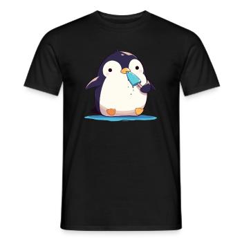 Pinguin Fisch Eis am Stiel Kawaii Pinguin Niedlich - Männer T-Shirt - Schwarz - Vorne - AI Model Male 178 light (178cm)
