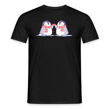 Penguin Couple Kawaii Penguin Cute - Men's T-Shirt - black - Front - AI Model Male 178 light (178cm)