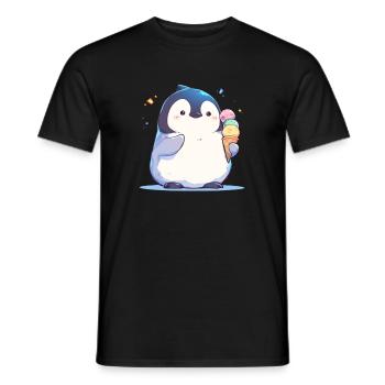 Penguin Ice Cream Kawaii Penguin Cute - Men's T-Shirt - black - Front - AI Model Male 178 light (178cm)