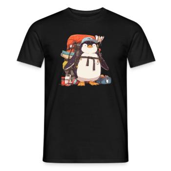 Pingouin, Voyageur, Kawaii, Pingouin, Mignon - T-shirt homme - noir - Devant - AI Model Male 178 light (178cm)