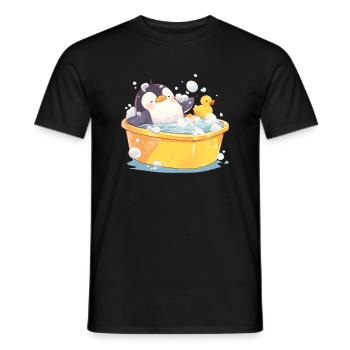 Penguin Bubble Bath Kawaii Penguin Cute - Men's T-Shirt - black - Front - AI Model Male 178 light (178cm)