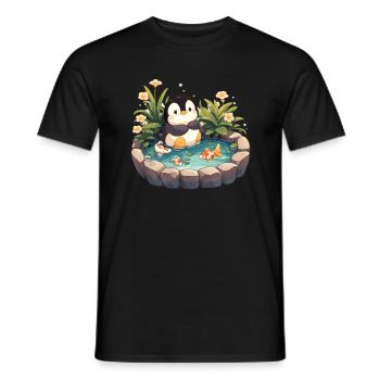 Pinguin Koi Fisch Japanischer Pinguin Niedlich - Männer T-Shirt - Schwarz - Vorne - AI Model Male 178 light (178cm)