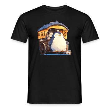Pingouin, Pousse-pousse, Pingouin japonais, Mignon - T-shirt homme - noir - Devant - AI Model Male 178 light (178cm)