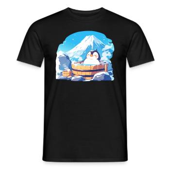 Penguin Onsen Japanese Penguin Cute - Men's T-Shirt - black - Front - AI Model Male 178 light (178cm)