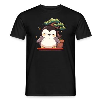 Penguin Bonsai Japanese Penguin Cute - Men's T-Shirt - black - Front - AI Model Male 178 light (178cm)