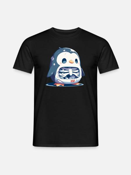 Pinguin Skelett Halloween Pinguin Niedlich - Männer T-Shirt - Schwarz