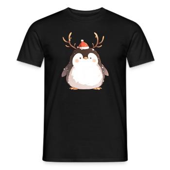 Pingouin Renne Noël Pingouin mignon - T-shirt homme - noir - Devant - AI Model Male 178 light (178cm)