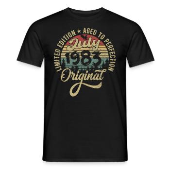 Anniversaire Juillet 1983 Juillet 1983 Juillet 1983 - T-shirt homme - noir - Devant - AI Model Male 178 light (178cm)
